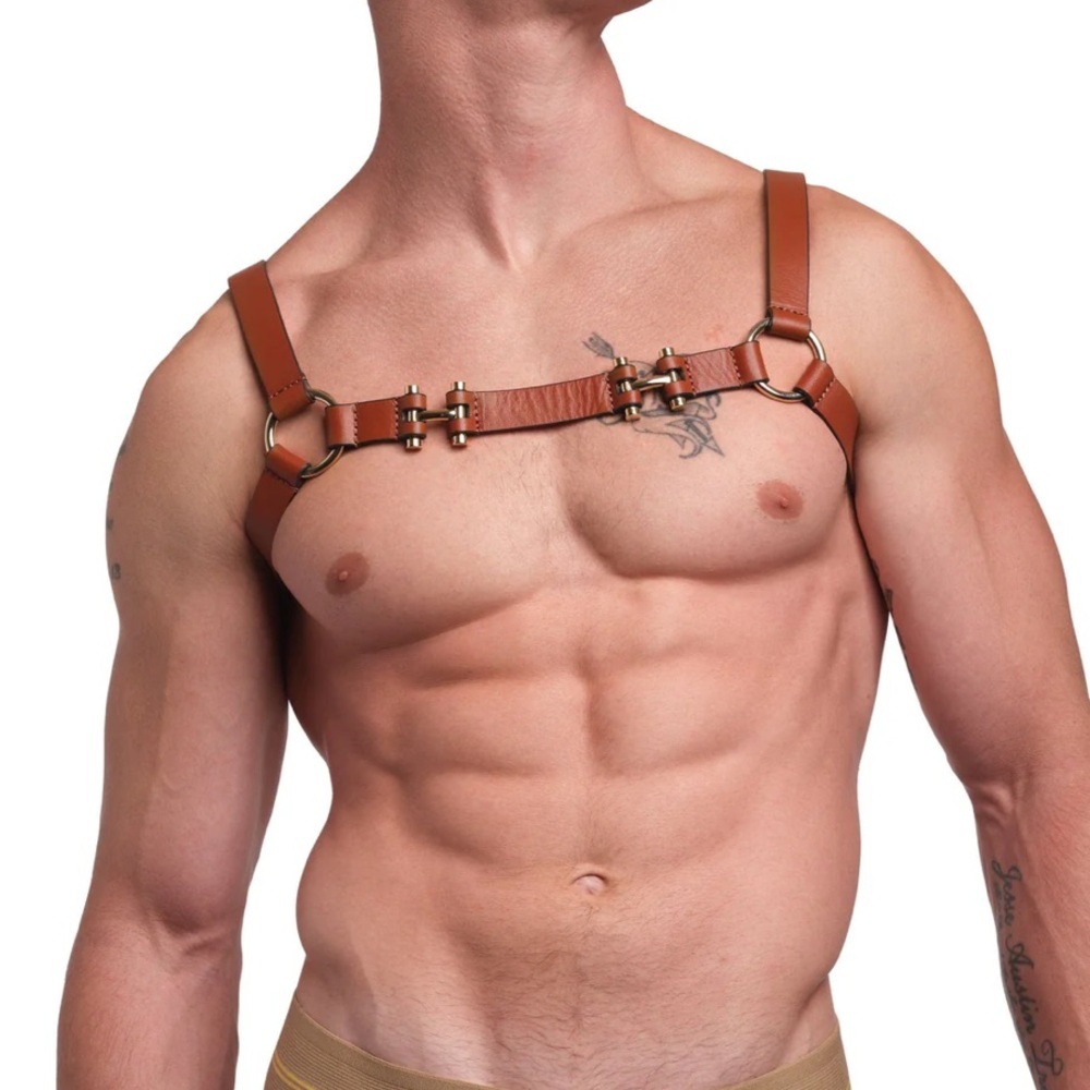Skull & Bones Brown Leather Harness & Jock